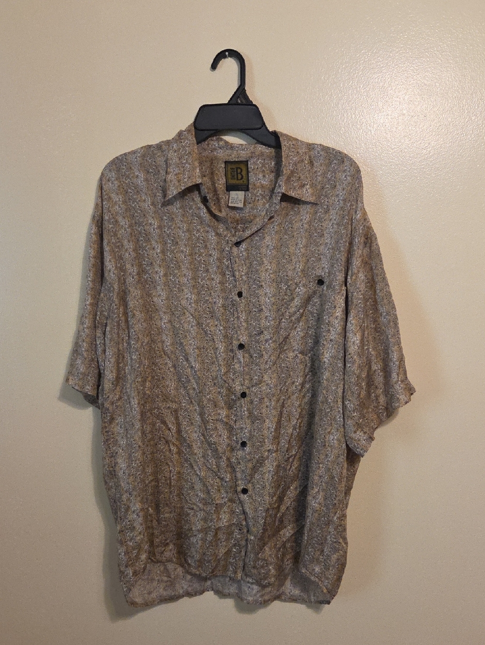 Bruno Vintage 100% Silk 90s Men's Lightweight Short-Sleeve Button Down Shirt XL